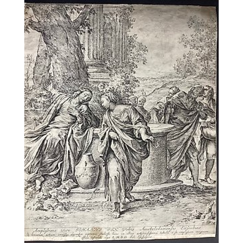 Annibale Carracci (1560-1609) after, engraved by Jan de Bisschop (1628-1671) - Christ and the Woman of Samaria; dedicated to Jan Six