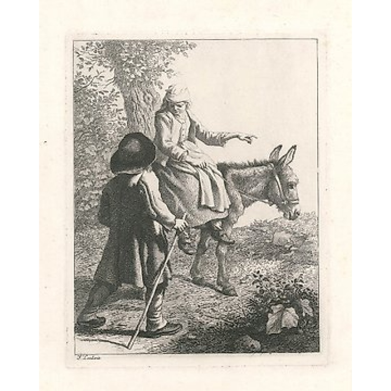 Francesco Londonio (1723 -1783) - Contadina su un asino e pastorello