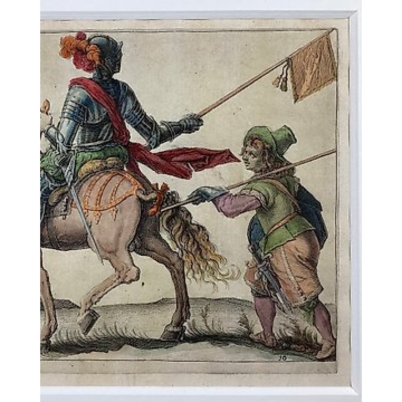 Jacques De Gheyn II (1565-1629) - Cavaliere con stendardo - originale in I stato
