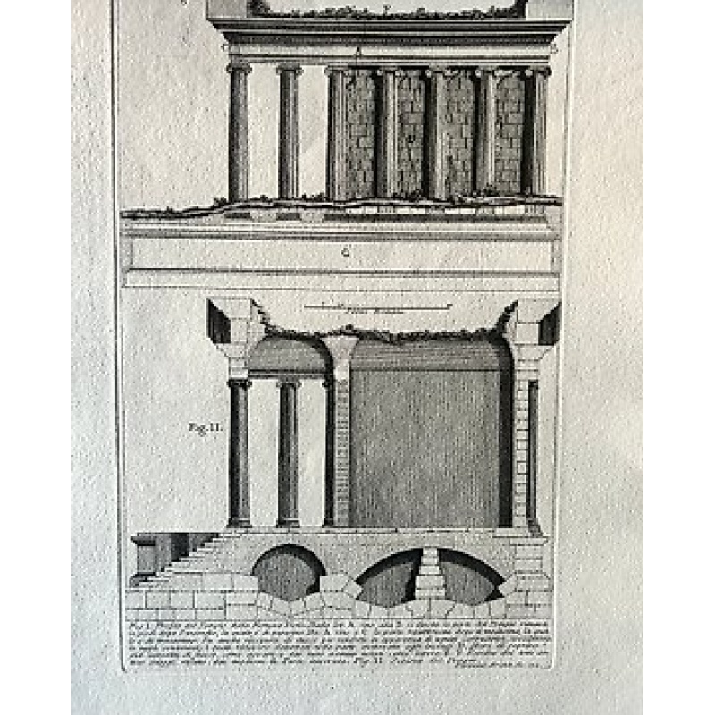 Giovanni Battista Piranesi (1720-1778) - Profilo e sezione del Tempio della Fortuna Virile