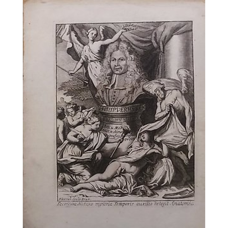 Pierre Dewel  (ca. 1690-1720) - Portrait de Philip Verheyen/Frontispice de Corporis Humani Anatomiae