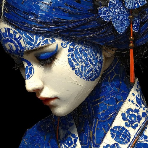 NYX - Élégie d’Azur – Portrait Contemporain en Bleu et Or