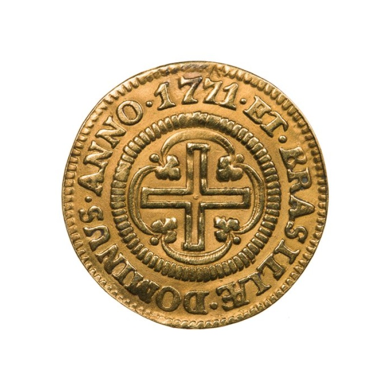 1771 1000 Reis 1 4 Moeda Brazil Colonial José I Lisboa Mint Gold Coin Módulo Menor