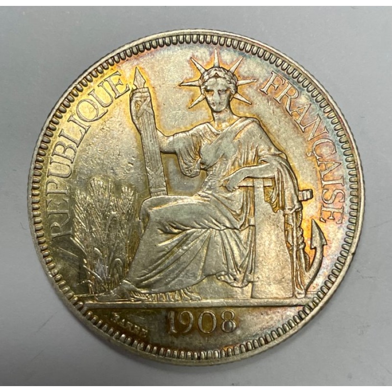 French Indochina. Piastra 1908