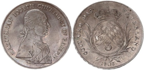 Maximilian IV. Joseph 1799-1805 Konv.-Taler 1803 München Ohne Signatur, Stempel von Cajetan Destouches.