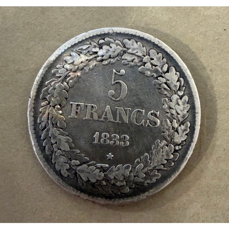 Belgium. Leopold I. 5 Francs 1833