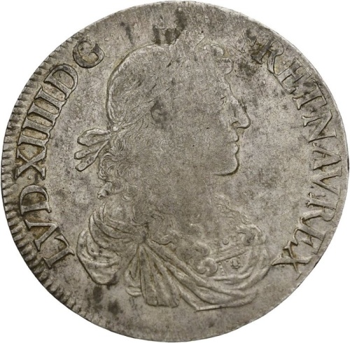 1664 Écu France Louis XIV Rennes Mint Silver Coin