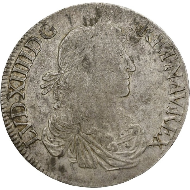 1664 Écu France Louis XIV Rennes Mint Silver Coin