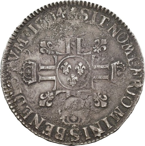 1704 Écu France Louis XIV Reims Mint Silver Coin
