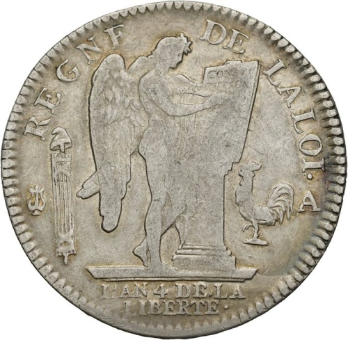 1792 Écu France Louis XVI Constitution Paris Mint 2nd Semester Silver Coin