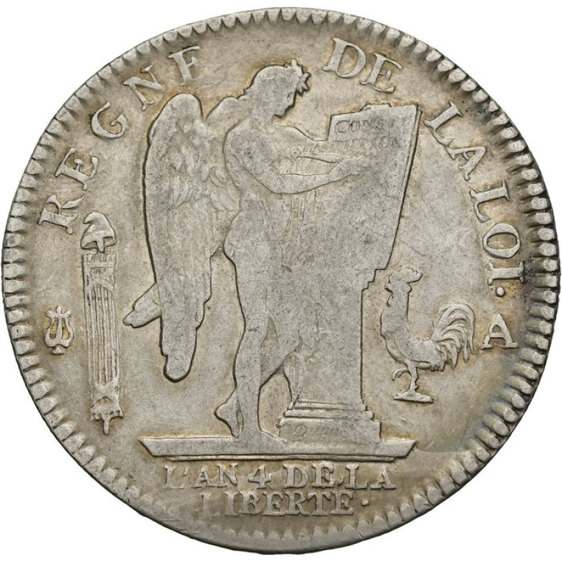 1792 Écu France Louis XVI Constitution Paris Mint 2nd Semester Silver Coin