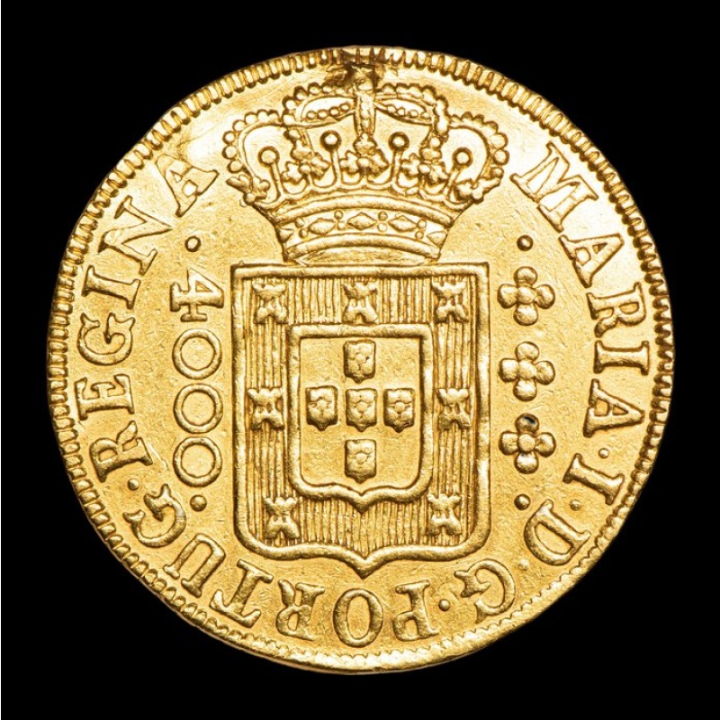 1792 4000 Reis Moeda Brazil Colonial Maria I Gold Coin Escassa