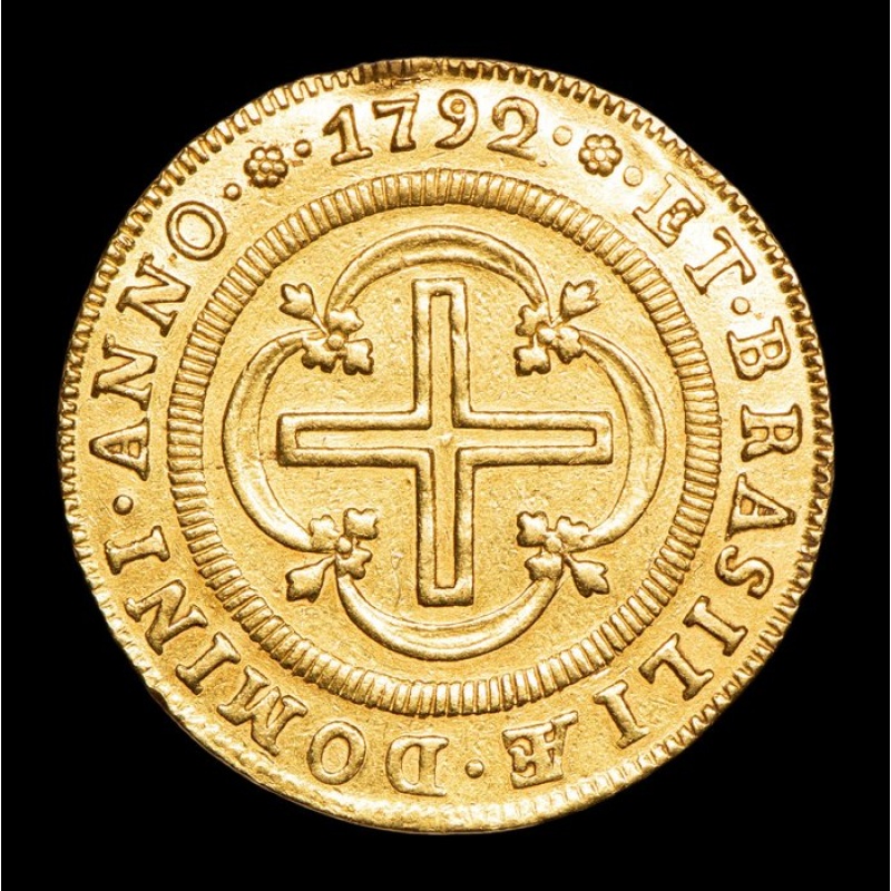 1792 4000 Reis Moeda Brazil Colonial Maria I Gold Coin Escassa