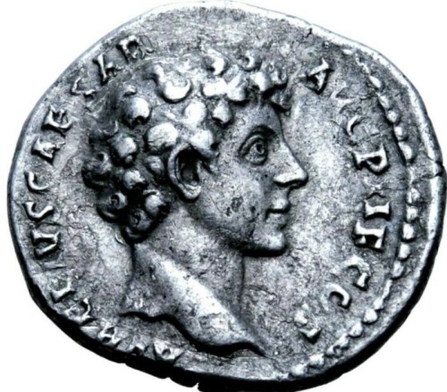 Roman Empire. Antoninus Pius (AD 138-161). Denarius con Marco Aurelio come Cesare