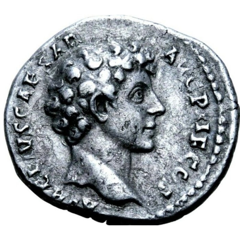 Roman Empire. Antoninus Pius (AD 138-161). Denarius con Marco Aurelio come Cesare