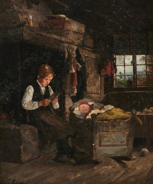 Ana Nordgren (1847-1916) - Young boy and baby