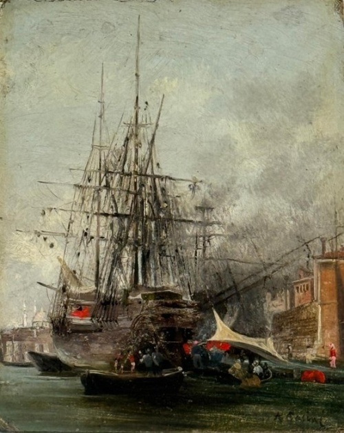 Alberto Pasini (1826-1899), Attributed to - Porto di mare turco