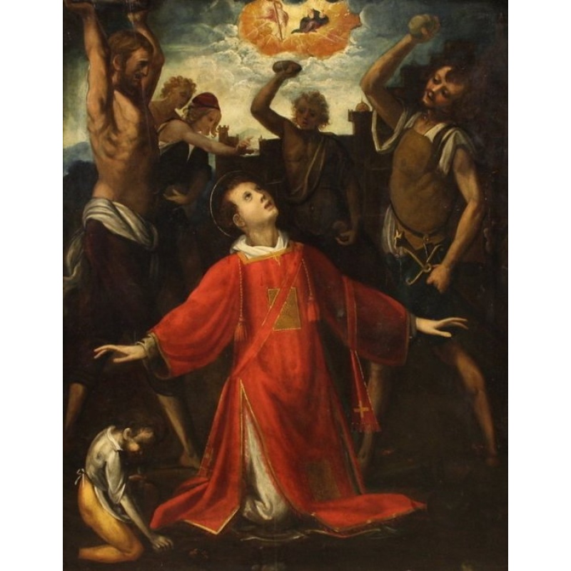 Italian school (XVII) - Il martirio di Santo Stefano - XL format