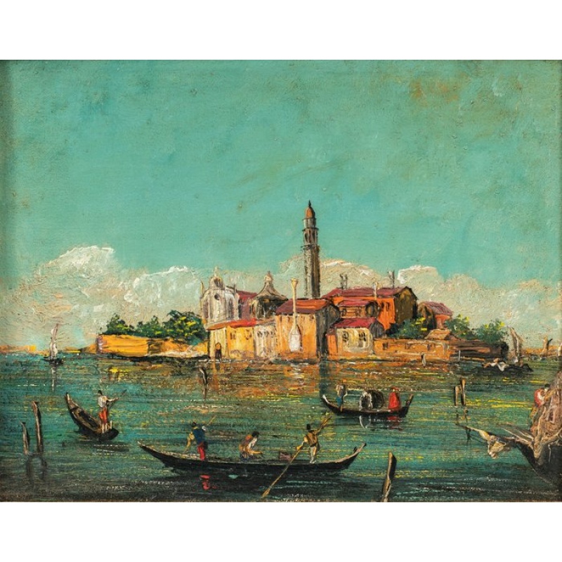 Giuseppe Ponga (1856-1925), Attributed to - Venice, view of the Island of San Michele