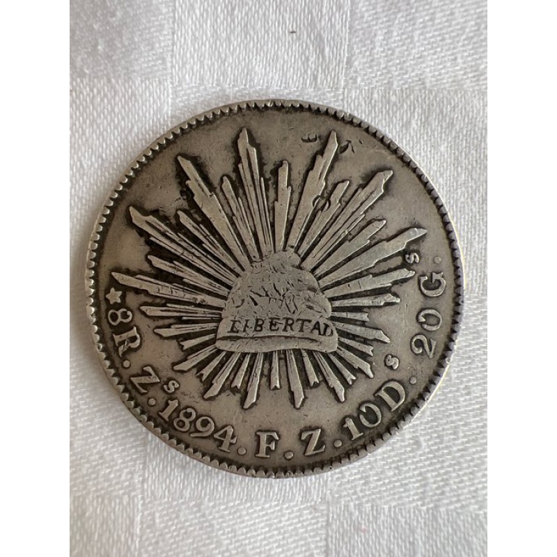 Mexico. 8 Reales 1894 Zacatecas FZ