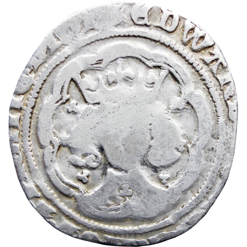 1334 - 1351 England Edward III One Groat Coin Silver London Mint Cross pattee