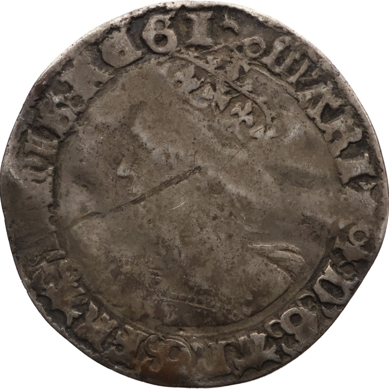 1553-1554 Groat Mary Coin England Pomegranate