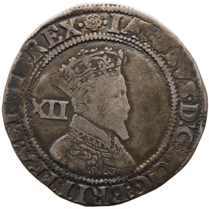 1605-1606 Shilling James I England Silver Coin 2nd issue, 3rd bust Mintmark Rose Hammered Coins