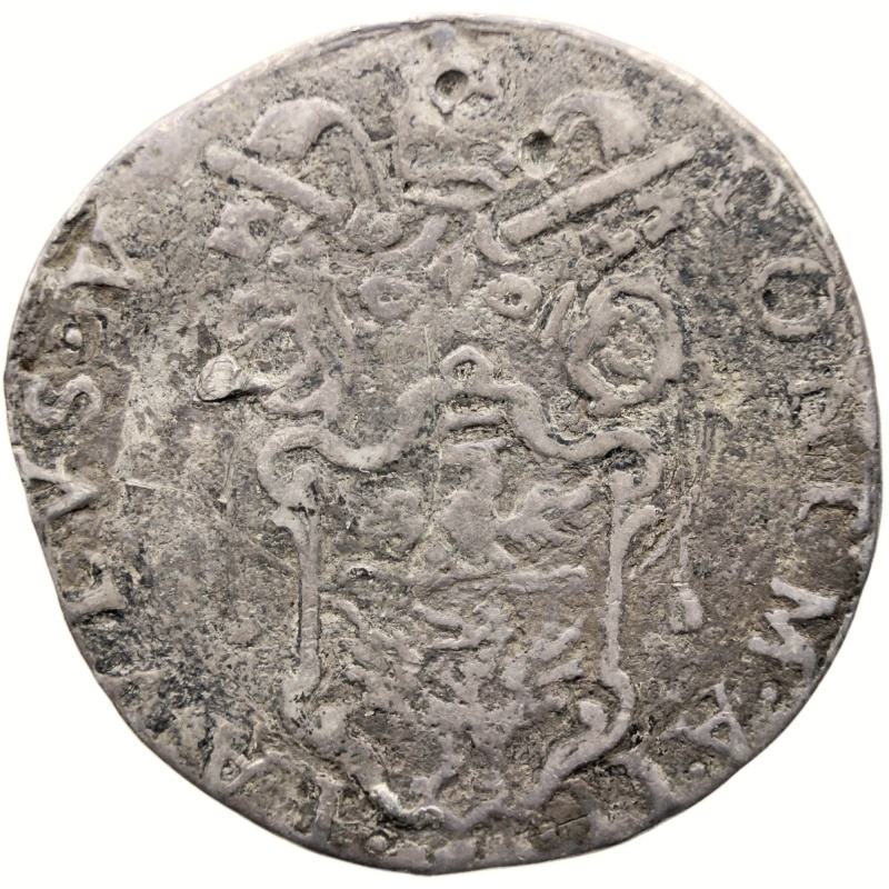 1606 Testone Papal States Italy Coin Silver Pope Paul V Year II