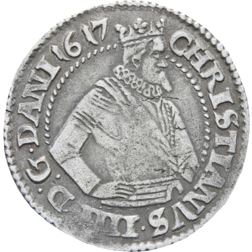 1617 Denmark Norway Christian IV Silver 1 mark (crossed swords) coin