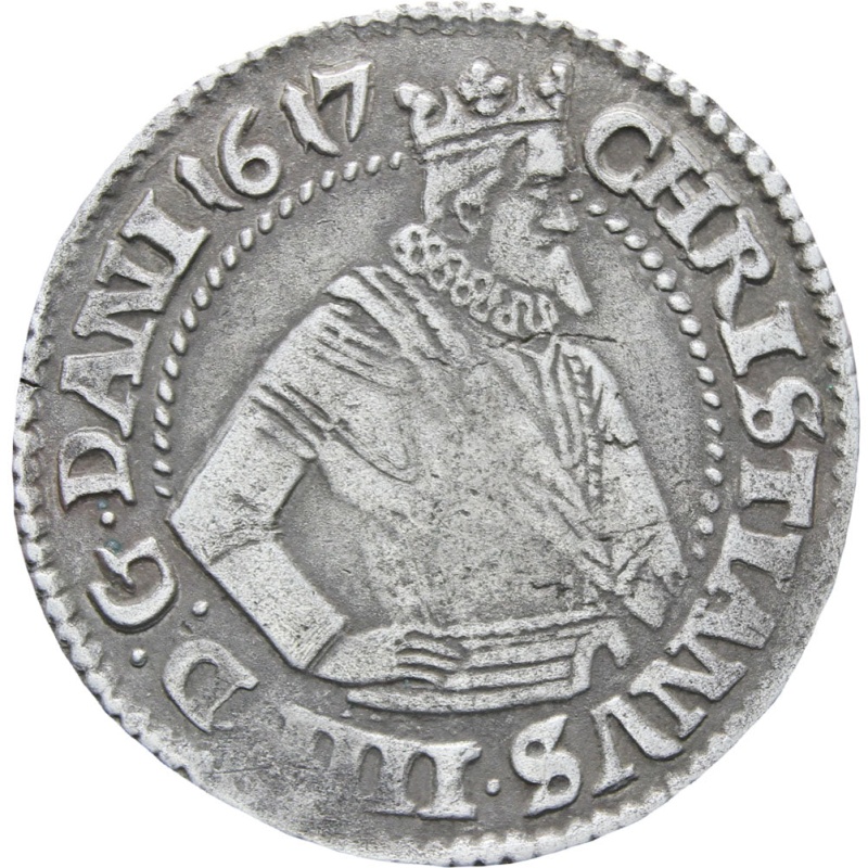 1617 Denmark Norway Christian IV Silver 1 mark (crossed swords) coin