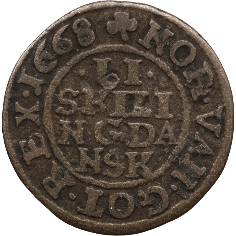 1668 2 Skilling Dansk Frederick III Coin Denmark