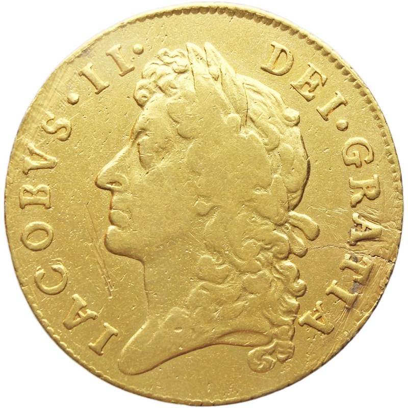 1686 Guinea James II Coin UK Gold 2nd bust