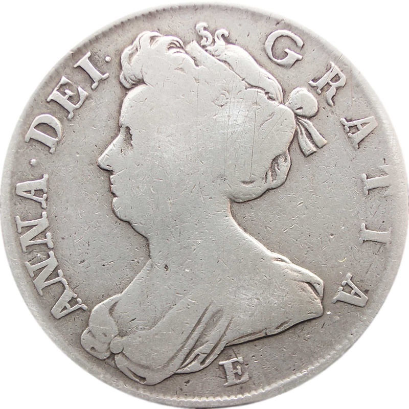 1708 Half Crown Queen Anne Silver Coin British United Kingdom minted in Edinburgh, Scotland