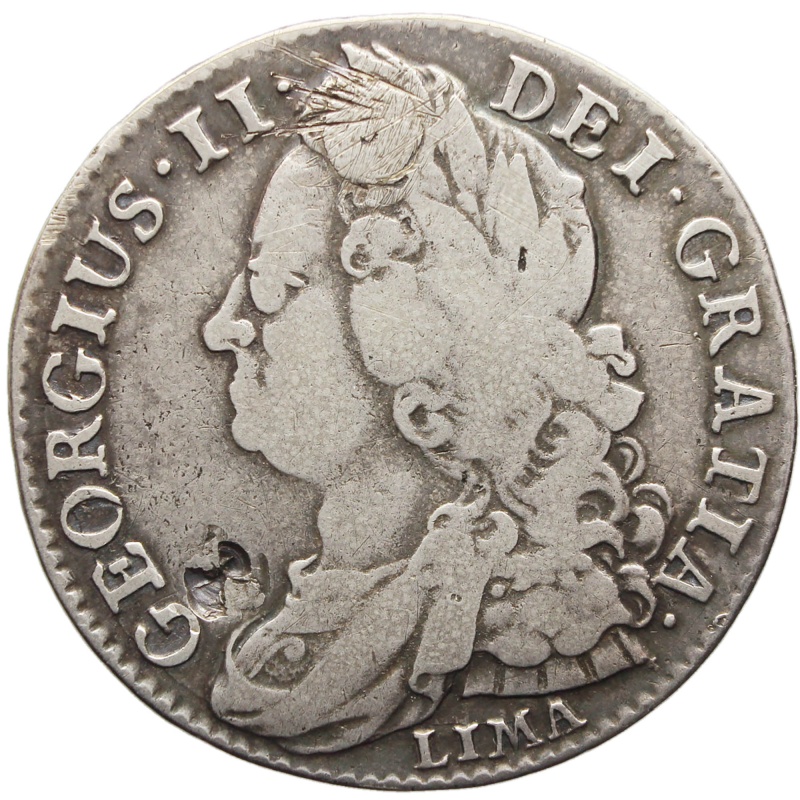 1745 Shilling George II Silver Coin Great Britain Lima Older bust