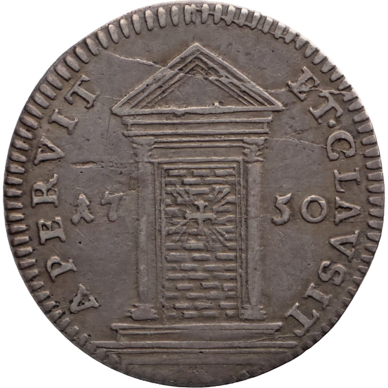 1750 XI 1 Grosso Benedict XIV Coin Papal Italy States Jubilee