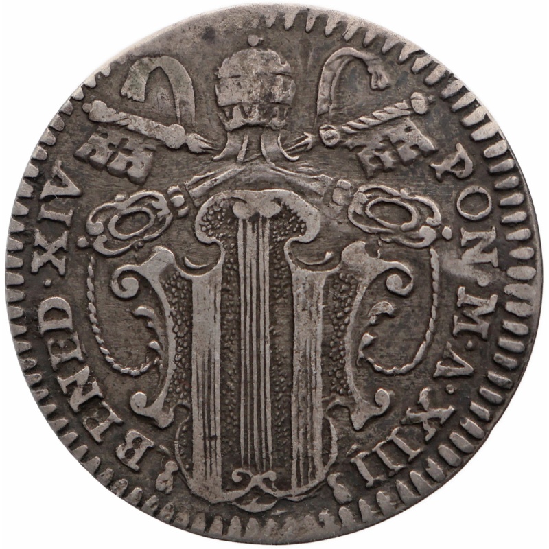 1755 1 Grosso Benedict XIV Coin Papal States