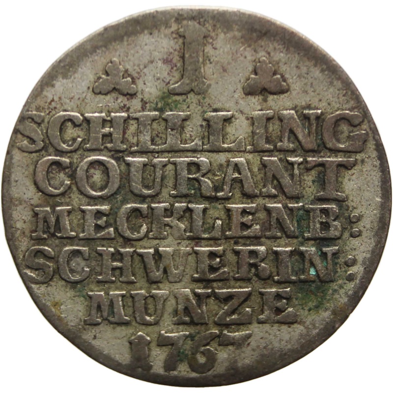 1767 1 Schilling Courant Silver Coin Germany States Duchy of Mecklenburg-Schwerin Friedrich II
