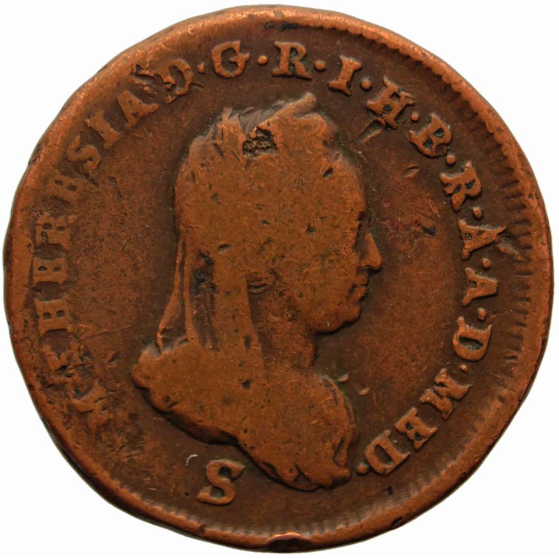 1777 S One Soldo Coin Maria Theresia Duchy of Milan Italian states