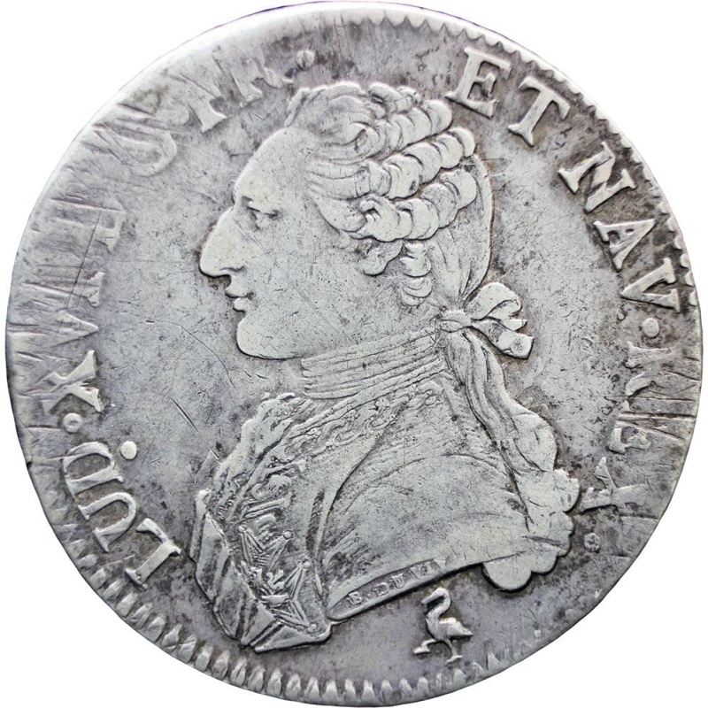 1784 A France Louis XVI Silver Ecu Coin Paris Mint
