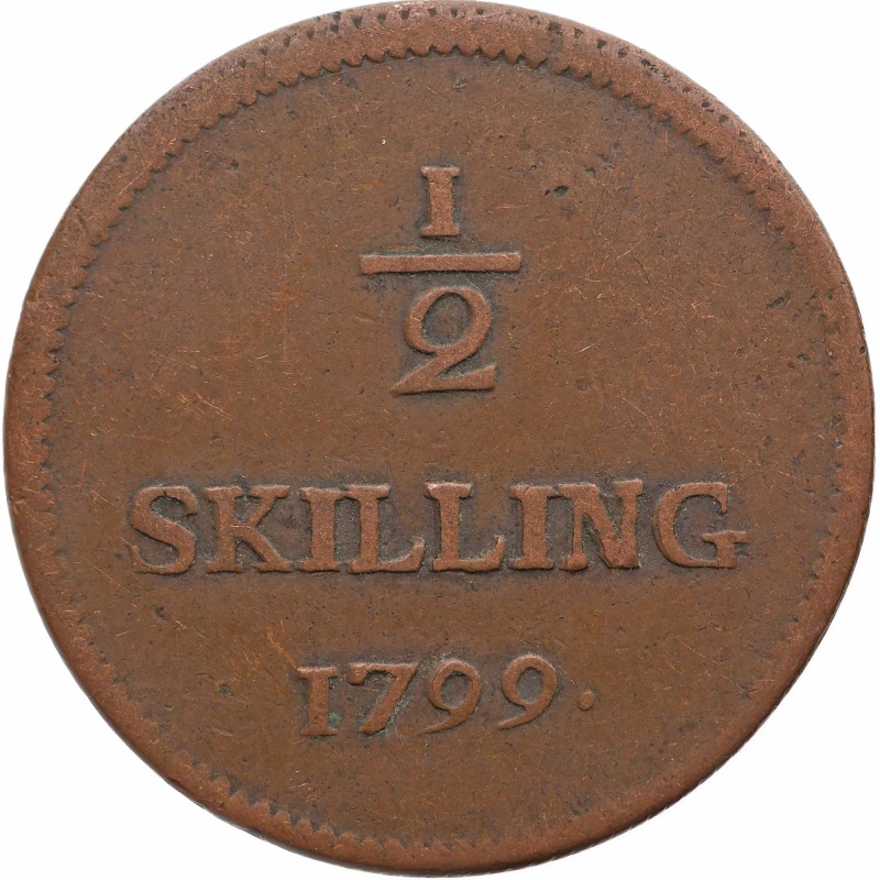 1799 ½ Skilling Riksgälds Sweden Coin Gustaf IV Adolf