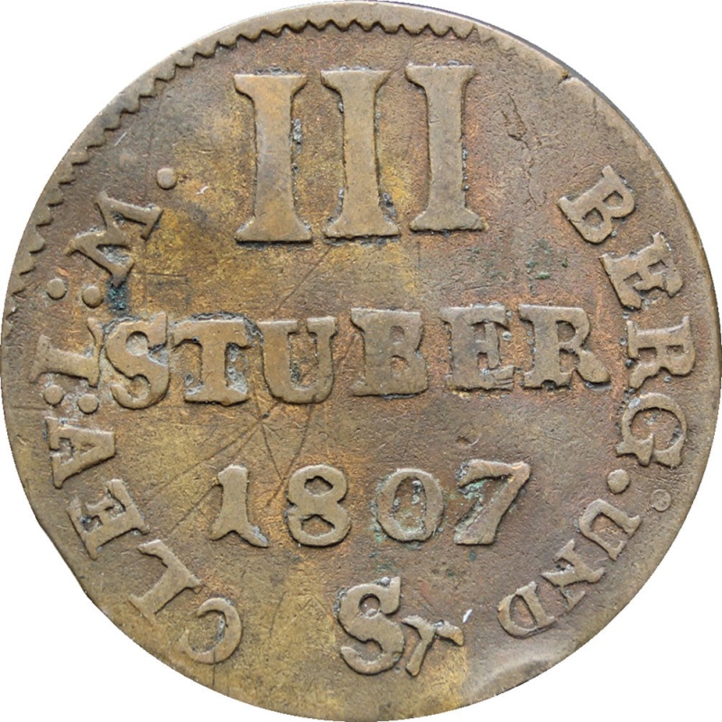 1807 Sr German states Berg 3 Stuber Joseph Maximilian IV Coin