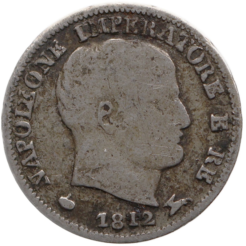 1812 5 Soldi Napoleon I Coin Kingdom of Italy Silver