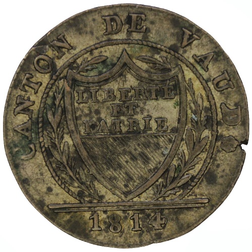 1814 Swiss Switzerland Canton Vaud 1 Batzen 10 Rappen