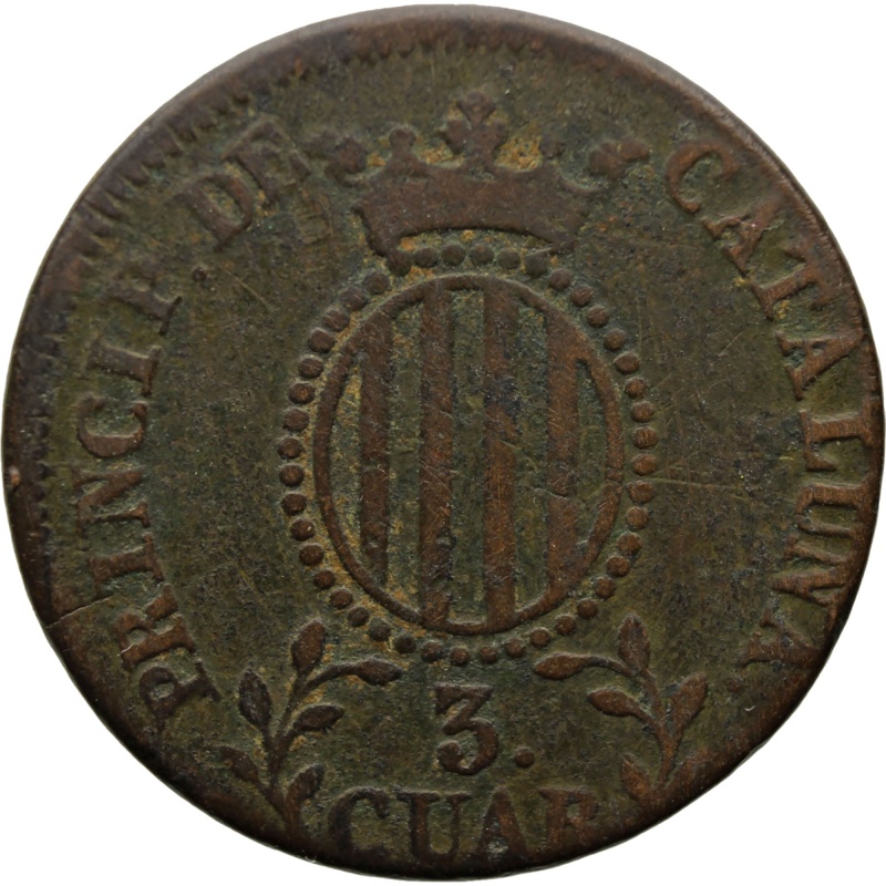 1836 3 Quartos Catalonia Coin Spain