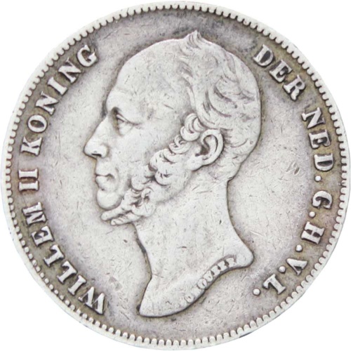1848 Netherlands William II Silver Half Gulden Coin