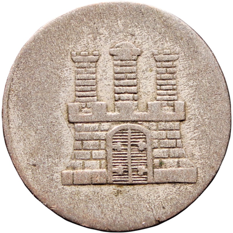 1851 German states Hamburg 1 Sechsling Coin
