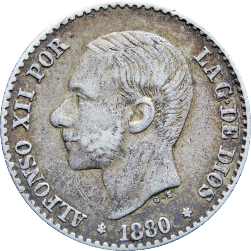 1880 Spain 50 Centimos Alfonso XII Silver Coin