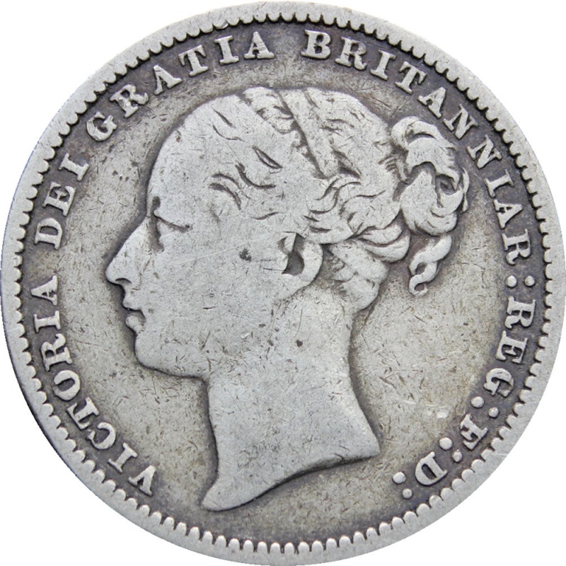 1883 Great Britain Queen Victoria Shilling Silver Coin