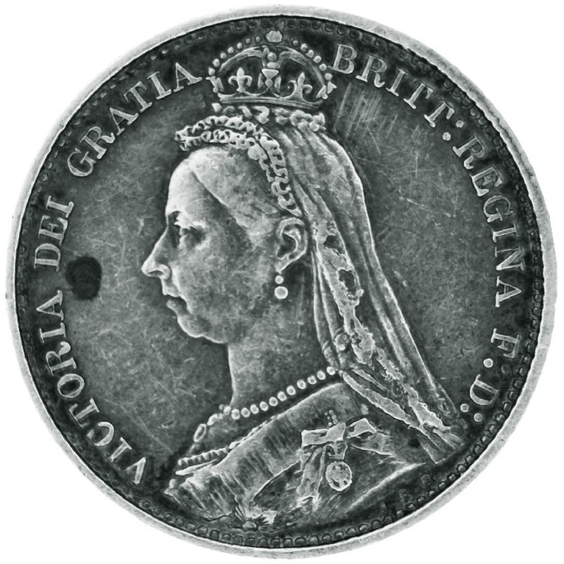1887 Great Britain Victoria Silver Sixpence Coin