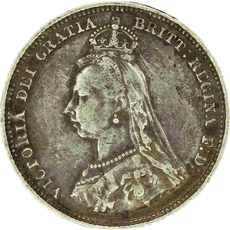 1887 Shilling Victoria Queen of Great Britain Silver Coin